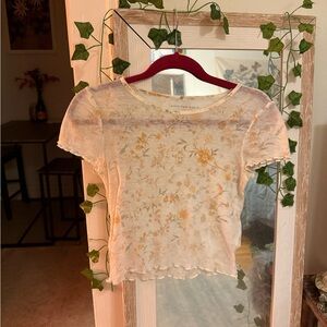 American Eagle Cropped Floral Tee